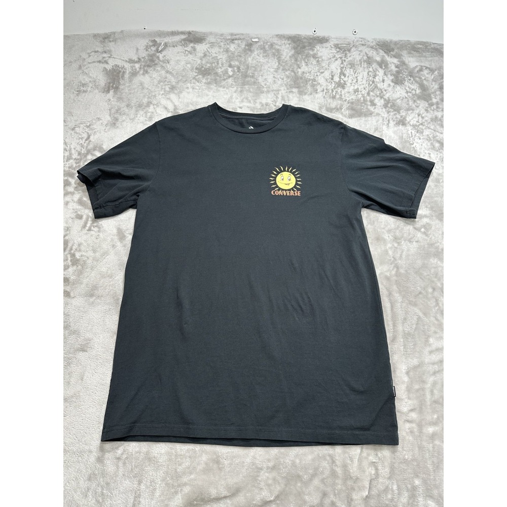 Converse T-shirt Men's Size XL Smile Sun Graphic Black 100% Cotton Short Sleeve